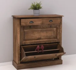 Casa Padrino Schuhschrank im Landhausstil mit 2 Türen und 2 Schubladen, 103 x 35 x 105 cm