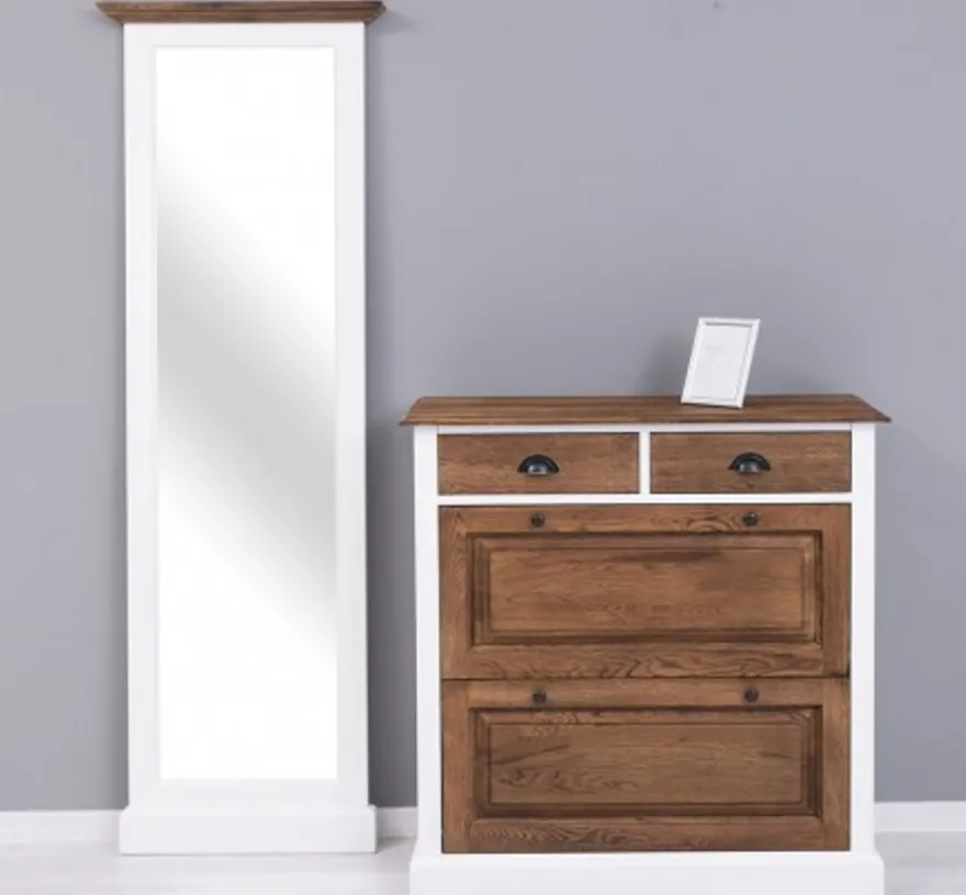 Casa Padrino Schuhschrank im Landhausstil mit 2 Türen und 2 Schubladen, 103 x 35 x 195 cm