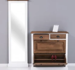 Casa Padrino Schuhschrank im Landhausstil mit 2 Türen und 2 Schubladen, 103 x 35 x 195 cm