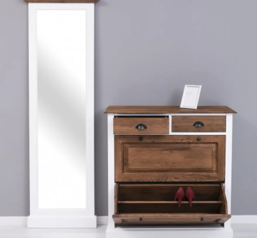 Casa Padrino Schuhschrank im Landhausstil mit 2 Türen und 2 Schubladen, 103 x 35 x 195 cm