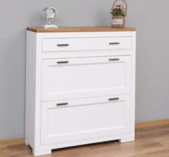 Casa Padrino Schuhschrank im Landhausstil mit 2 Türen, 1 Schublade und Eichenholzplatte, 100 x 35 x 110 cm