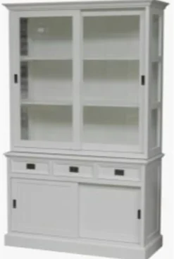 Casa Padrino Shabby Chic Buffetschrank im Landhaus Stil, Weiß, 125 x 48 x 225 cm