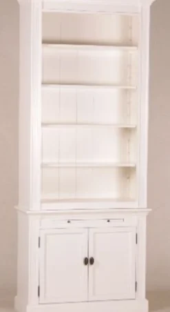Casa Padrino Shabby Chic Landhausstil Bücherschrank Weiß, Breite 100 cm, Höhe 240 cm