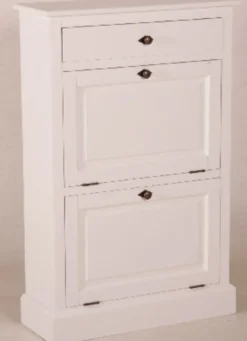 Casa Padrino Shabby Chic Landhaus Stil Schuhschrank Weiß 75 x 28 x 115 cm