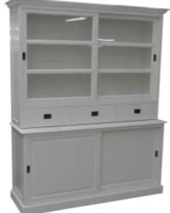 Casa Padrino Shabby Chic Landhausstil Buffetschrank Weiß 160 x 50 x 210 cm - Massiver Esszimmerschrank