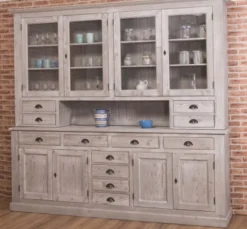 Casa Padrino Sideboard im Landhausstil mit 4 Glastüren und 8 Schubladen, 245 x 47 x 225 cm