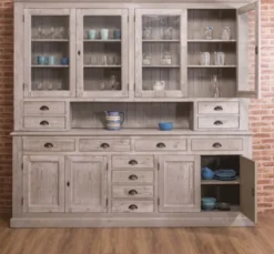Casa Padrino Sideboard im Landhausstil mit 4 Glastüren und 8 Schubladen, 245 x 47 x 225 cm