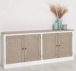 Casa Padrino Sideboard im Landhausstil mit 4 Türen und Eichenholzplatte, 209 x 37 x 90 cm