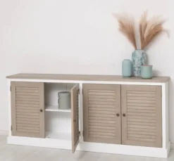 Casa Padrino Sideboard im Landhausstil mit 4 Türen und Eichenholzplatte, 209 x 37 x 90 cm