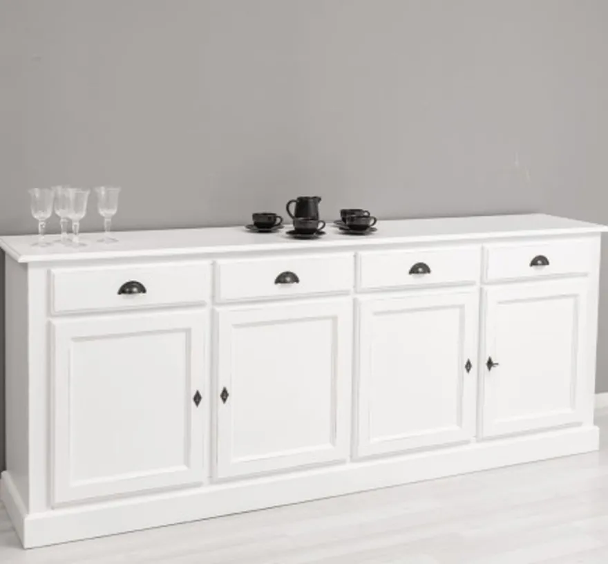 Casa Padrino Sideboard im Landhausstil mit 4 Türen und 4 Schubladen, 224 x 45 x 90 cm