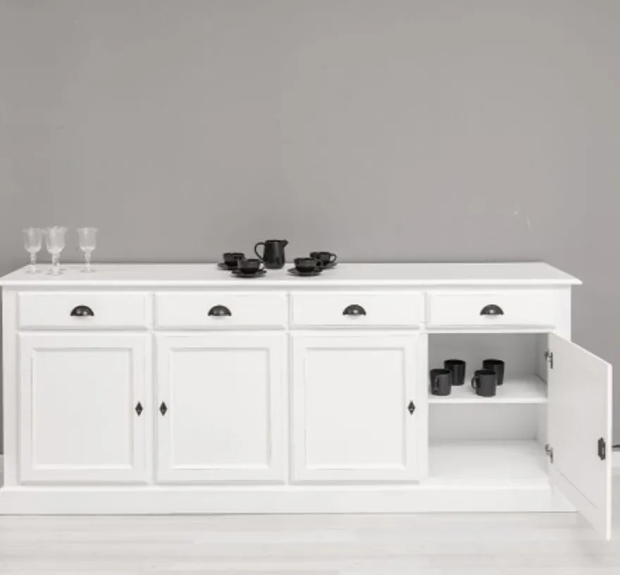 Casa Padrino Sideboard im Landhausstil mit 4 Türen und 4 Schubladen, 224 x 45 x 90 cm