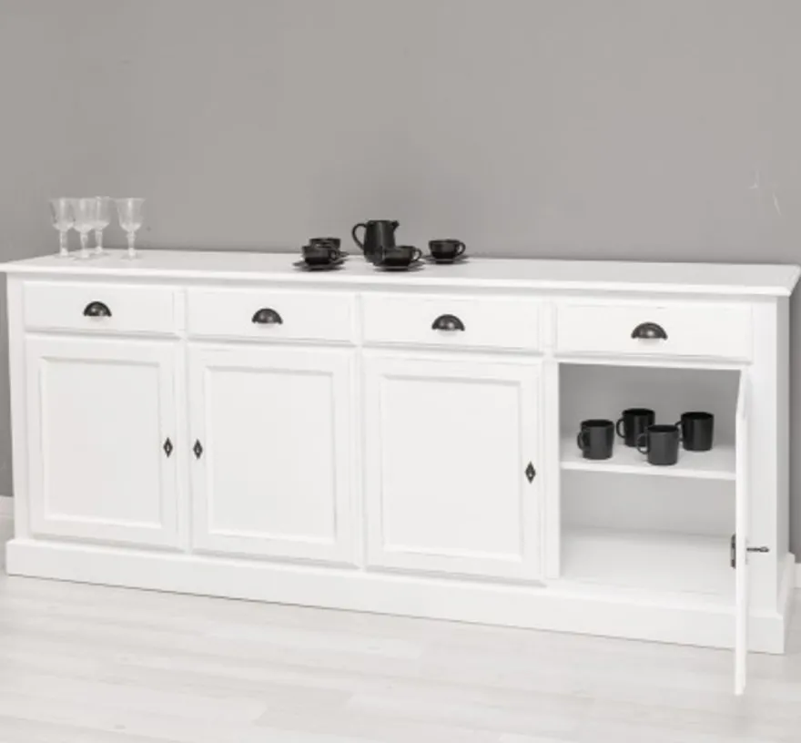 Casa Padrino Sideboard im Landhausstil mit 4 Türen und 4 Schubladen, 224 x 45 x 90 cm