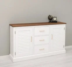Casa Padrino Sideboard im Landhausstil mit 2 Türen, 3 Schubladen und Eichenholzplatte, 158 x 37 x 90 cm
