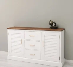 Casa Padrino Sideboard im Landhausstil mit 2 Türen, 3 Schubladen und Eichenholzplatte, 158 x 37 x 90 cm