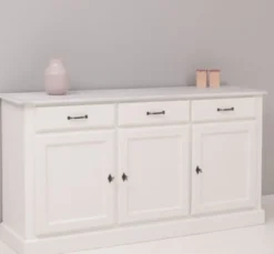 Casa Padrino Sideboard im Landhausstil mit 3 Türen, 3 Schubladen und Eichenholzplatte, 172 x 45 x 90 cm