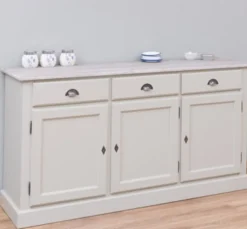 Casa Padrino Sideboard im Landhausstil mit 3 Türen, 3 Schubladen und Eichenholzplatte, 172 x 45 x 90 cm