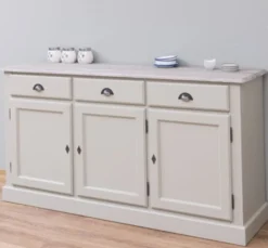 Casa Padrino Sideboard im Landhausstil mit 3 Türen, 3 Schubladen und Eichenholzplatte, 172 x 45 x 90 cm