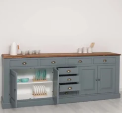 Casa Padrino Sideboard im Landhausstil mit 4 Türen, 8 Schubladen und Eichenholzplatte, 239 x 47 x 93 cm