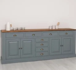 Casa Padrino Sideboard im Landhausstil mit 4 Türen, 8 Schubladen und Eichenholzplatte, 239 x 47 x 93 cm