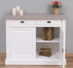 Casa Padrino Sideboard im Landhausstil mit 2 Türen, 2 Schubladen und Eichenholzplatte, 116 x 51 x 90 cm
