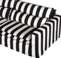 Casa Padrino Sofa Schwarz / Weiß - Modernes Wohnzimmer Sofa mit Streifen - Moderne Wohnzimmer Möbel