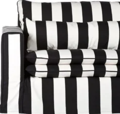 Casa Padrino Sofa Schwarz / Weiß - Modernes Wohnzimmer Sofa mit Streifen - Moderne Wohnzimmer Möbel