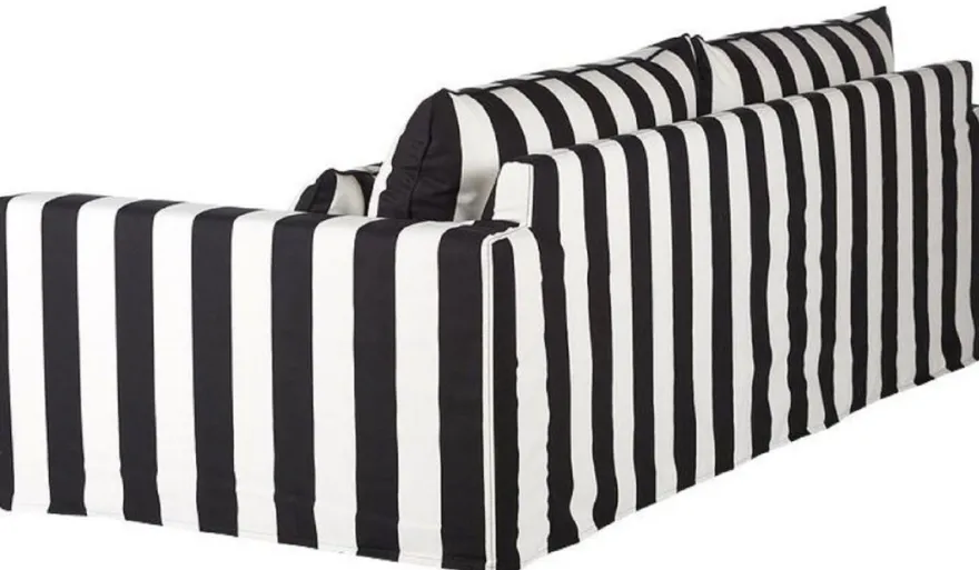 Casa Padrino Sofa Schwarz / Weiß - Modernes Wohnzimmer Sofa mit Streifen - Moderne Wohnzimmer Möbel