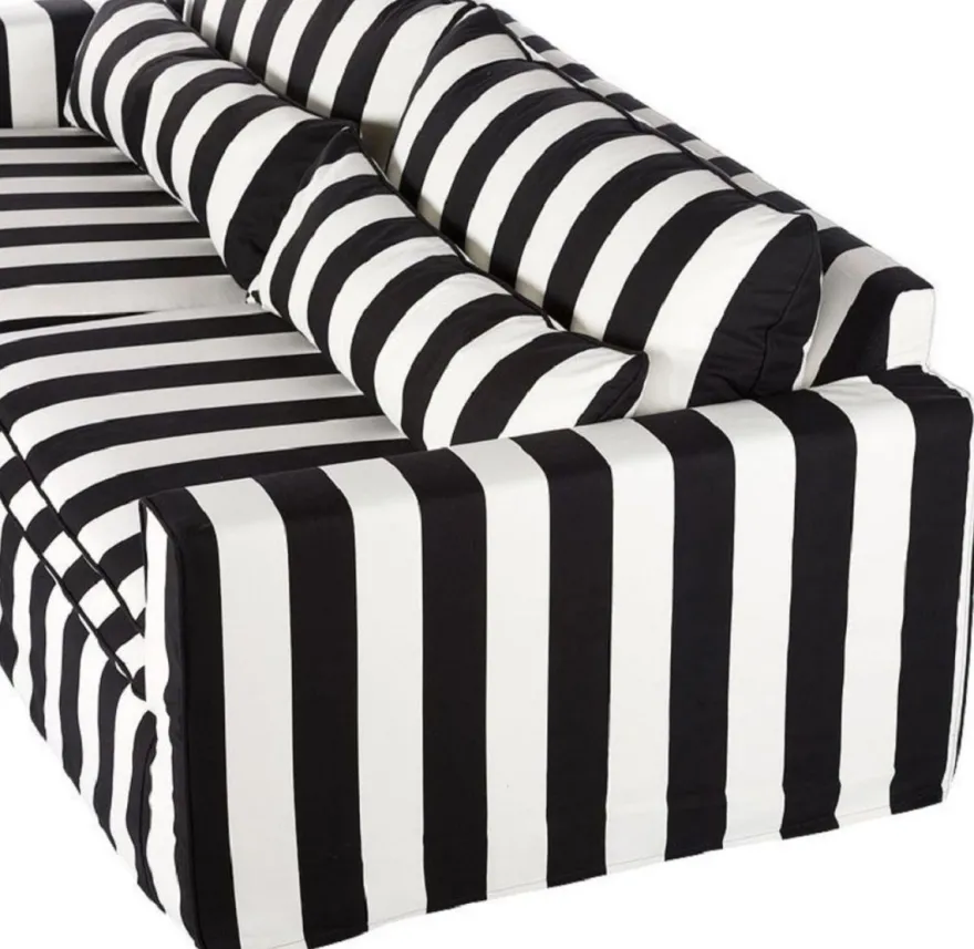 Casa Padrino Sofa Schwarz / Weiß - Modernes Wohnzimmer Sofa mit Streifen - Moderne Wohnzimmer Möbel