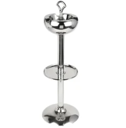 Casa Padrino Stand Aschenbecher Silber 24x20x73cm - Runder Aluminium Aschenbecher mit Ständer - Deko Accessoires