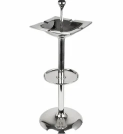 Casa Padrino Stand Aschenbecher Silber 28x25x76cm - Eckiger Aluminium Aschenbecher mit Ständer - Deko Accessoires