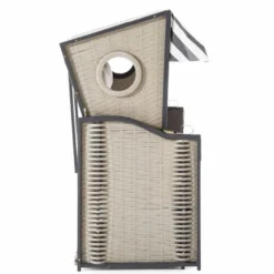Casa Padrino Strandkorb mit Dach Grau / Weiß 114 x 72 x H. 160 cm