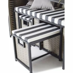 Casa Padrino Strandkorb mit Dach Grau / Weiß 114 x 72 x H. 160 cm