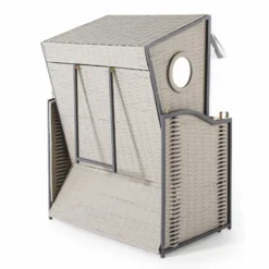 Casa Padrino Strandkorb mit Dach Grau / Weiß 114 x 72 x H. 160 cm