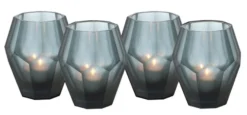 Casa Padrino Teelichthalter 4er Set Blau 8,5 x H. 10 cm - Luxus Qualität