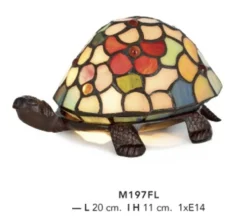 Casa Padrino Tiffany Decoleuchte Schildkröte Bunt Mod2, Durchmesser 21 cm, Exklusive Tischlampe aus Glas