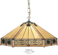 Casa Padrino Tiffany Hängeleuchte Art Deco Stil, 1-flammig, Ø 40 cm, mehrfarbiges Glas, hochwertige Deckenleuchte