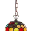 Casa Padrino Tiffany Hängeleuchte Pendelleuchte Mehrfarbig Ø 16 cm - Handgefertigte Tiffany Lampe aus Glas und Metall