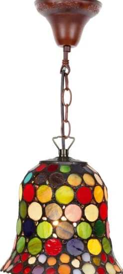 Casa Padrino Tiffany Hängeleuchte Pendelleuchte Mehrfarbig Ø 16 cm - Handgefertigte Tiffany Lampe aus Glas und Metall