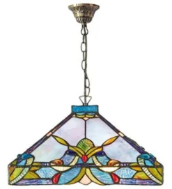 Casa Padrino Tiffany Hängeleuchte Bunt Ø 36 x H. 82 cm - Handgefertigte Pendelleuchte aus Glas und Metall