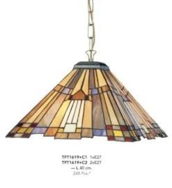 Casa Padrino Tiffany Hängeleuchte im Jugendstil, Buntglas-Design, Durchmesser 40 cm, 1-flammig
