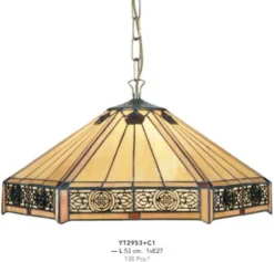 Casa Padrino Tiffany Hängeleuchte Art Deco Stil, Buntglas, Durchmesser 53 cm, 1-flammig