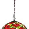 Casa Padrino Tiffany Hängeleuchte im Rosenmuster Design Mehrfarbig Ø 40 x H. 85 cm - Luxus Tiffany Lampe