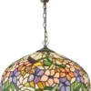 Casa Padrino Tiffany Hängeleuchte Bunt im Jugendstil Mehrfarbig Ø 40 x H. 92 cm - Luxus Qualität
