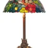 Casa Padrino Tiffany Hockerleuchte Tischlampe im kunstvollen Design, Glas und Metall, Höhe 40 cm, Durchmesser 61 cm