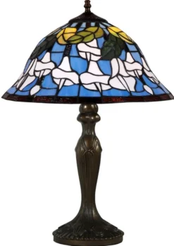 Casa Padrino Tiffany Tischlampe Mehrfarbig Ø 40,5 x H. 59 cm - Luxus Tischleuchte aus zahlreichen Glas Mosaik Stücken