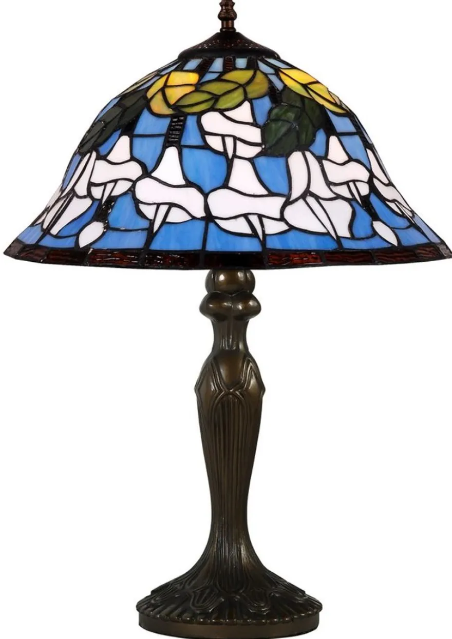 Casa Padrino Tiffany Tischlampe Mehrfarbig Ø 40,5 x H. 59 cm - Luxus Tischleuchte aus zahlreichen Glas Mosaik Stücken
