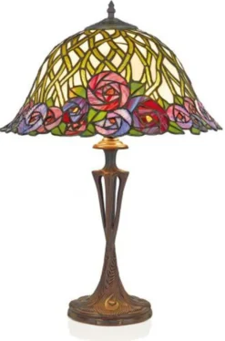 Casa Padrino Tiffany Tischleuchte Hockerleuchte im Mosaik Design, Mehrfarbig, Durchmesser 40 cm, Modell ModX3b