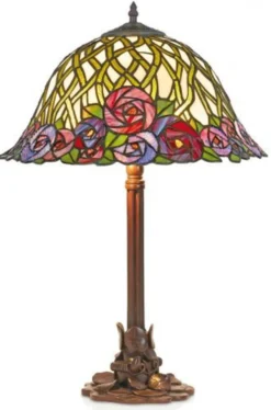 Casa Padrino Tiffany Tischleuchte Hockerleuchte im Mosaik Design, Bunt aus Glas und Metall, Durchmesser 40 cm