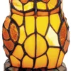 Casa Padrino Tiffany Tischleuchte Eule, Dekoleuchte aus buntem Tiffany Glas, Ø 16 x H. 18 cm