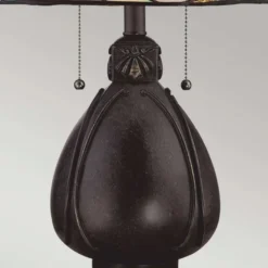 Casa Padrino Tiffany Tischleuchte Bunt / Bronze H. 49,5 cm - Tiffany Leuchten